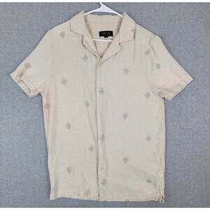 🌼Truth by Republic Shirt Mens Size Small 55% Linen Woven Embroidered